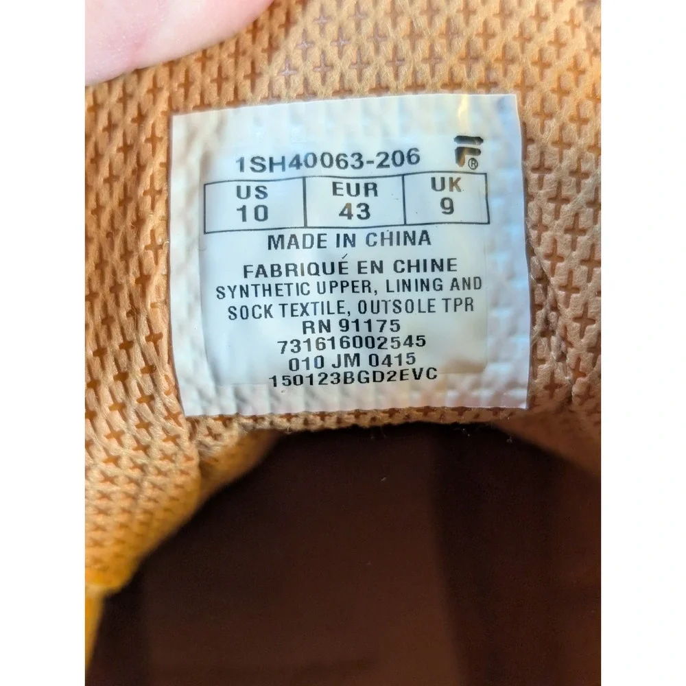 FILA Edgewater 12 Wheat Boots Mens 10 Tan Timberland Style Gorpcore Streetwear